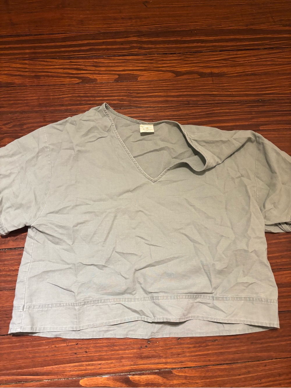 Light Gray/Blue V-Neck Boxy Tee